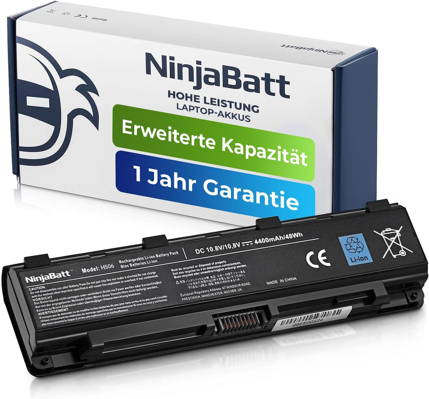 NinjaBatt HS06 laptop battery with 4400mAh capacity, high performance Li-ion pack, 1-year warranty