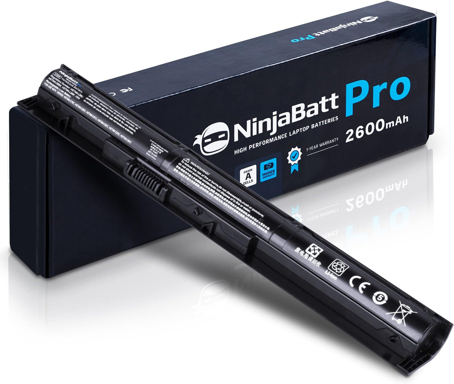 NinjaBatt Pro 2600mAh high performance laptop battery with Grade A cells and 1-year warranty
