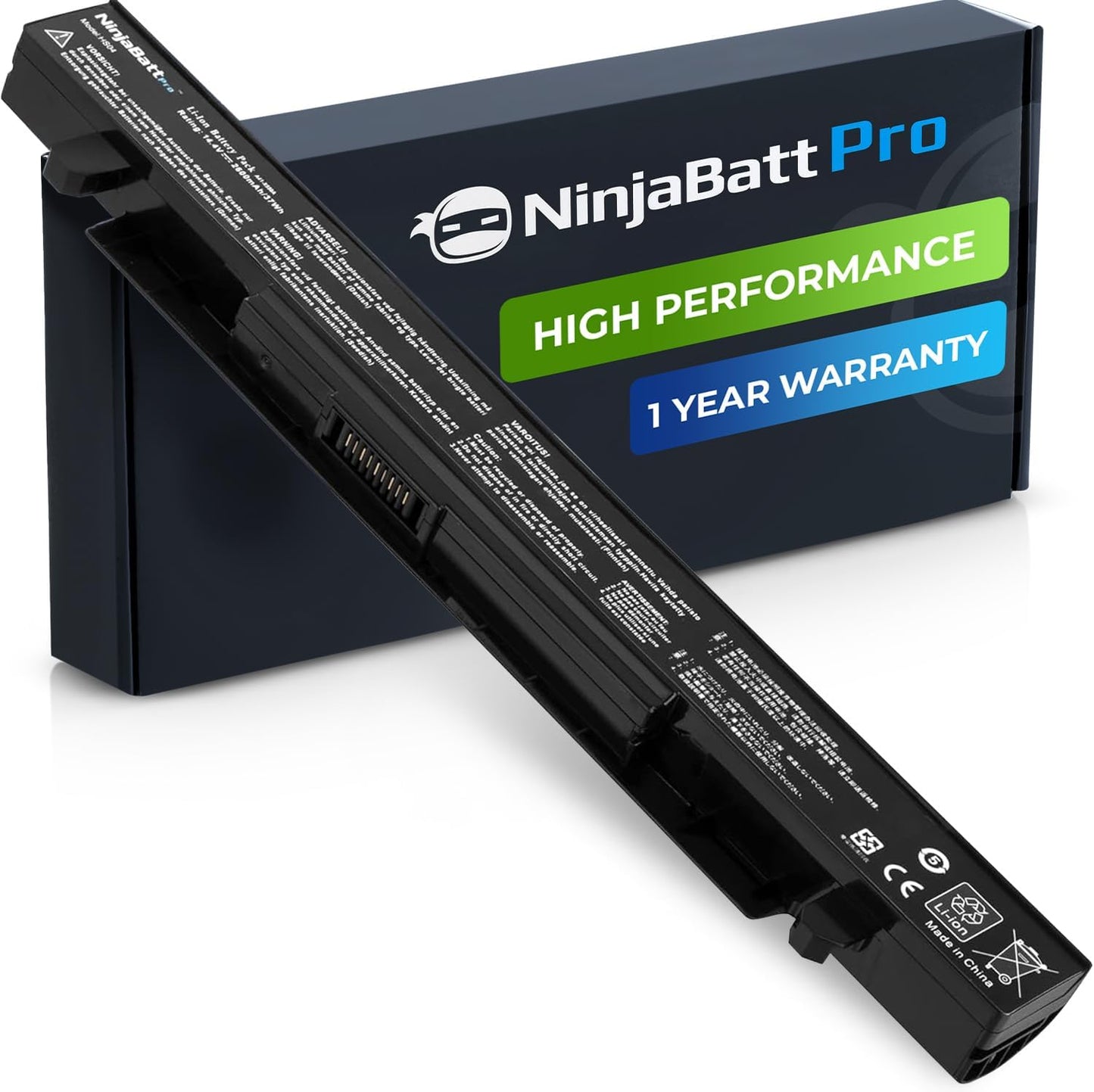 NinjaBatt Pro high performance laptop battery with 1 year warranty, black Li-ion replacement pack