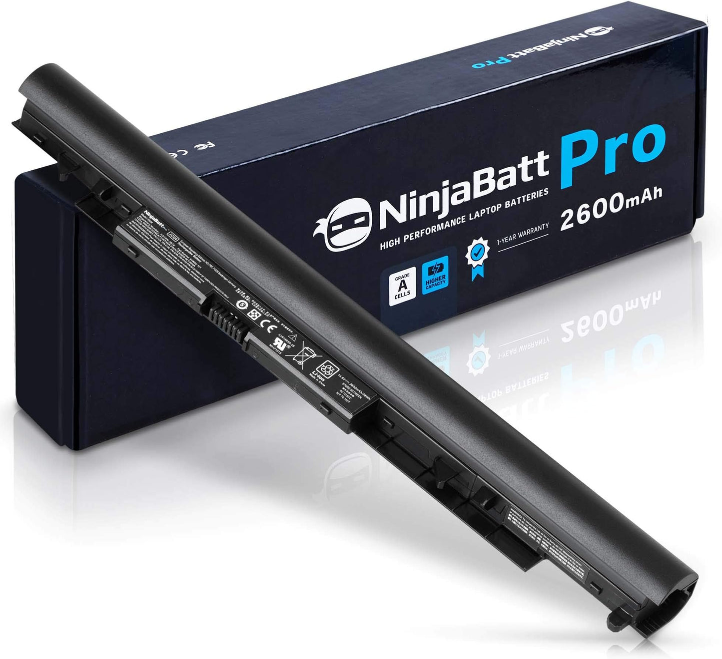 NinjaBatt Pro 2600mAh high performance laptop battery with Grade A cells and 1-year warranty